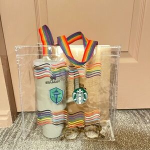 Starbucks Pride Tote Bag Seattle Clear Rainbow Rare Bag Collab Travel Work